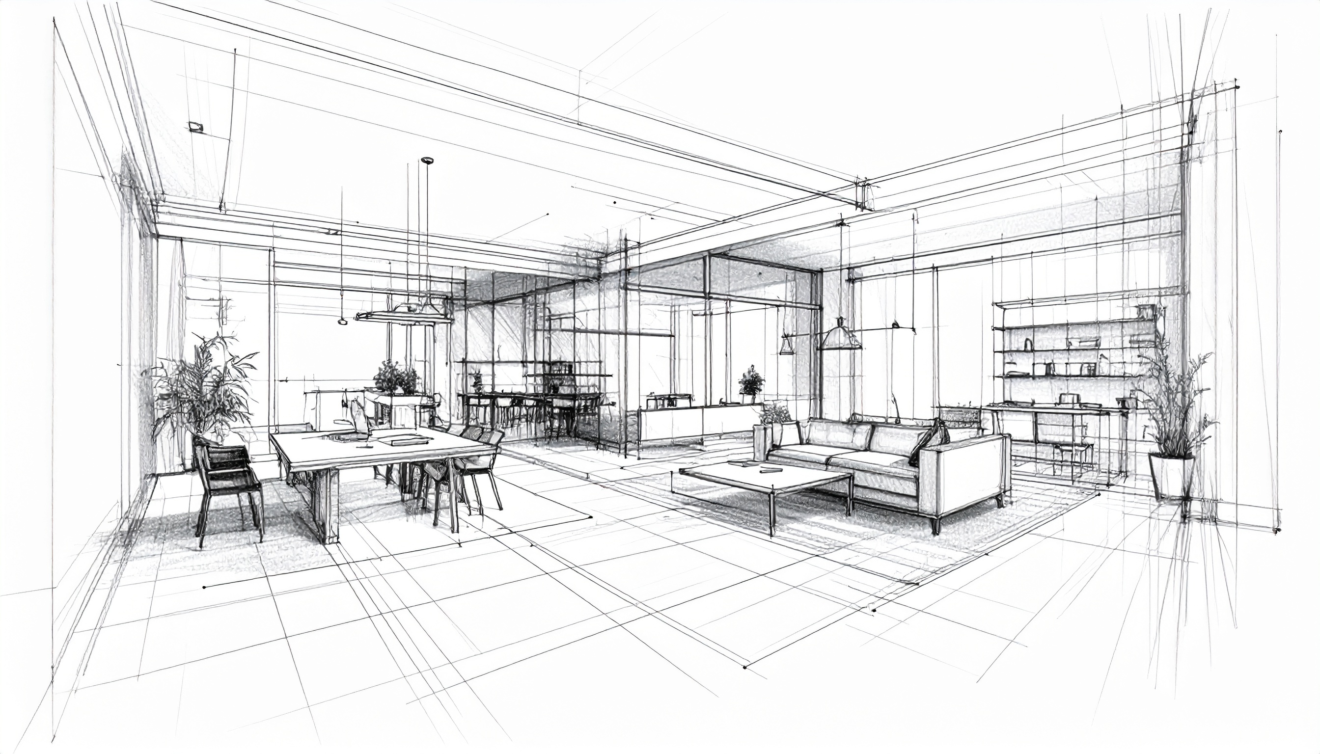 Architectural sketch background pattern